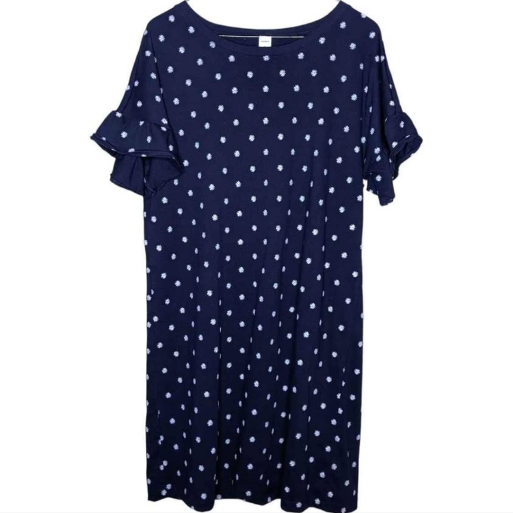 Flower navy blue dress